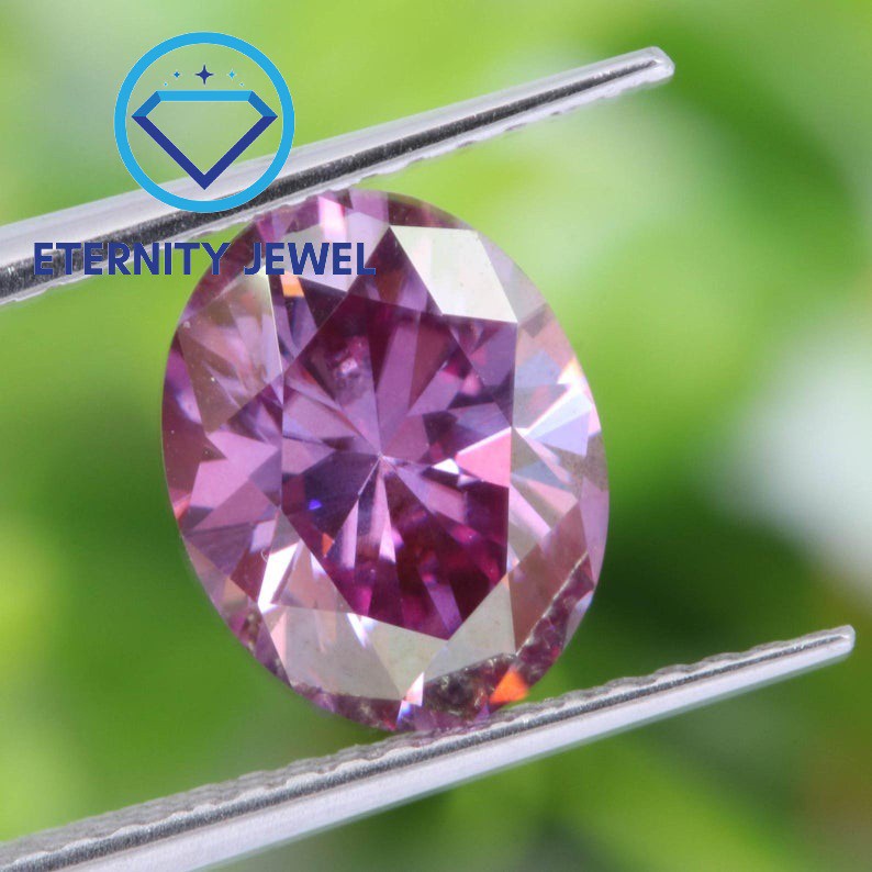 Kim cương nhân tạo Mỹ Moissanite kiểu Oval màu hồng