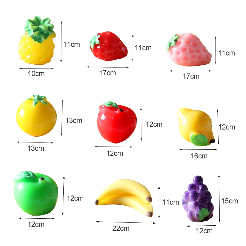 Set 8 Mô Hình Trái Cây Mini Bằng Nhựa Dùng Trang Trí Nhà Búp Bê Diy