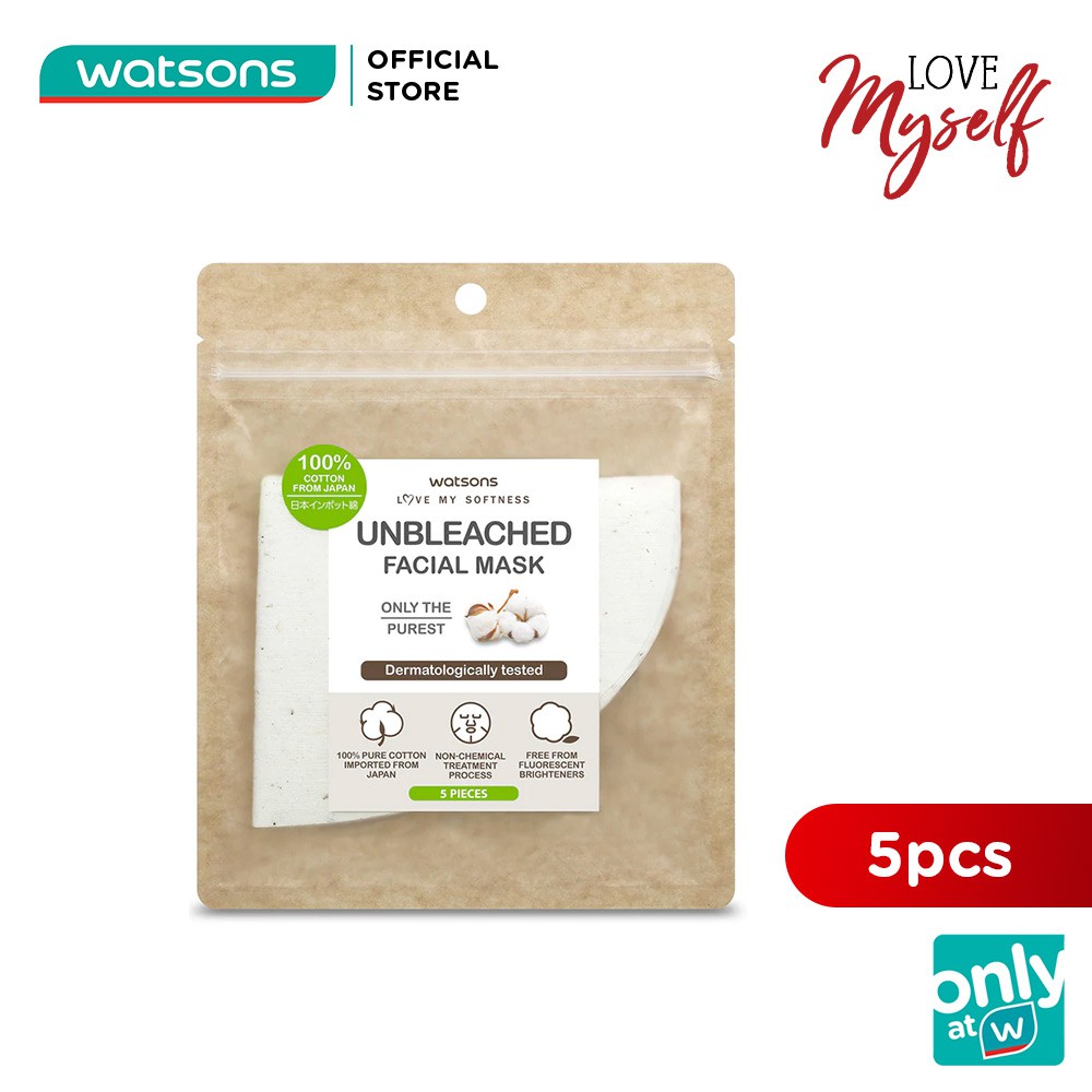 Mặt Nạ Bông Watsons Love My Softness Unbleached Facial Mask 5 Miếng