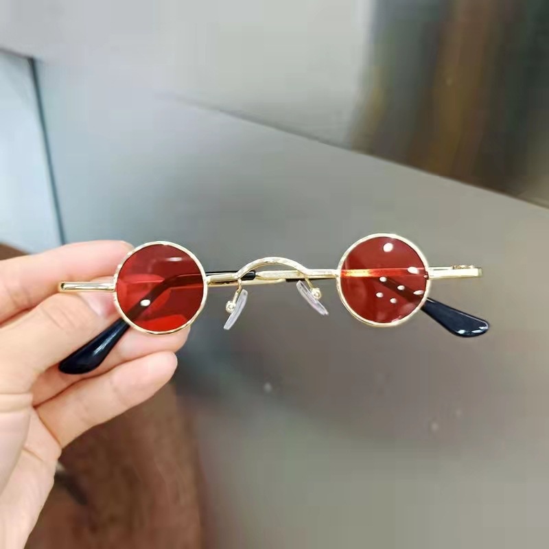 Kính mát gọng tròn bằng kim loại thời trang đường phố phong cách hip hop dành cho bé 2-7 tuổi