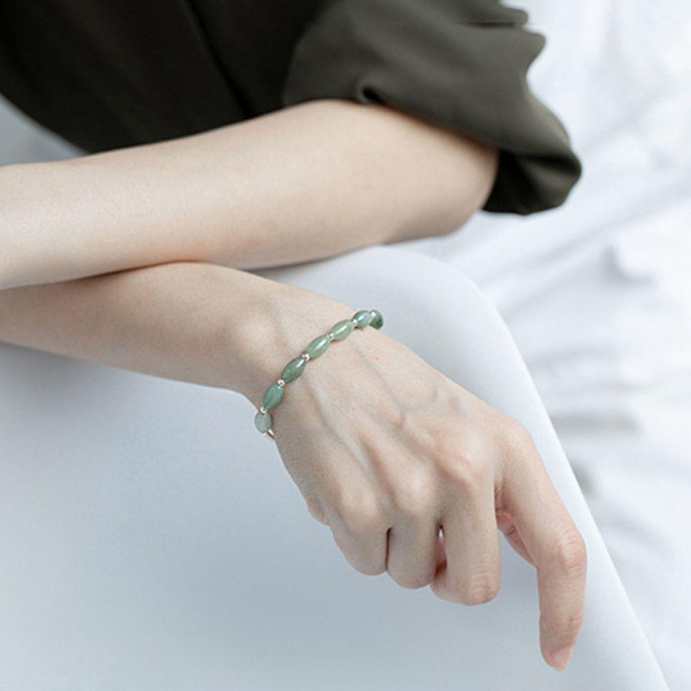 USNOW Vòng Tay Ngọc Bích Kim Loại Phong Cách Hàn Quốc