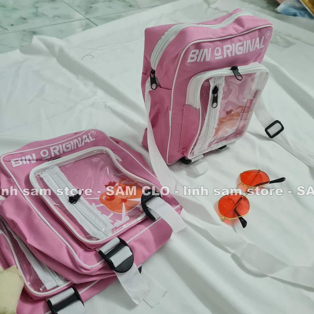 Túi xách đeo chéo nữ kiểu dáng mini bag thời trang canvas khóa kéo hai ngăn mặt gương trong suốt BIN ORIGINAL ĐẦU MÈO | BigBuy360 - bigbuy360.vn