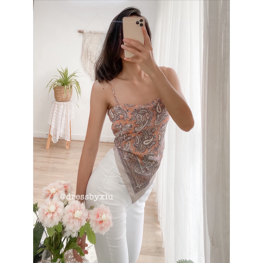 HÀNG CÓ SẴN - Áo Yếm Lụa Cột Dây Hoạ Tiết Thổ Cẩm [ ẢNH THẬT CHỦ SHOP CHỤP ]