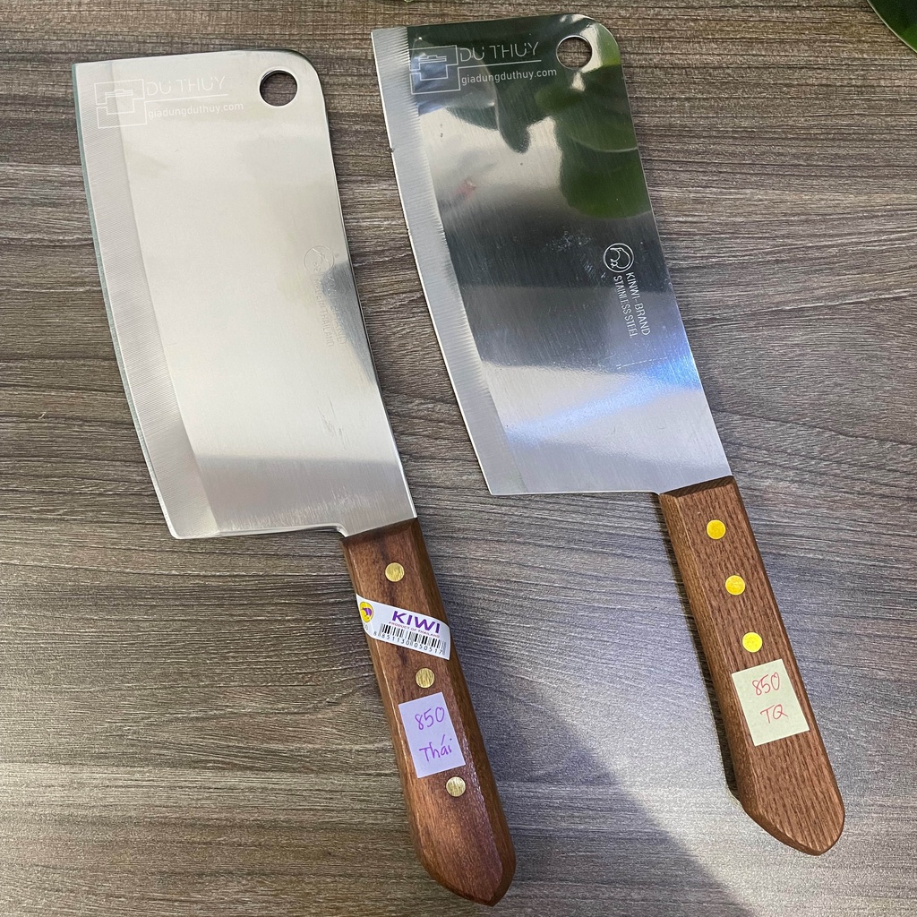 Dao chặt xương loại tốt hàng Thái Lan chính hãng Kiwi làm từ inox không gỉ cán gỗ siêu bén, siêu bền chắc