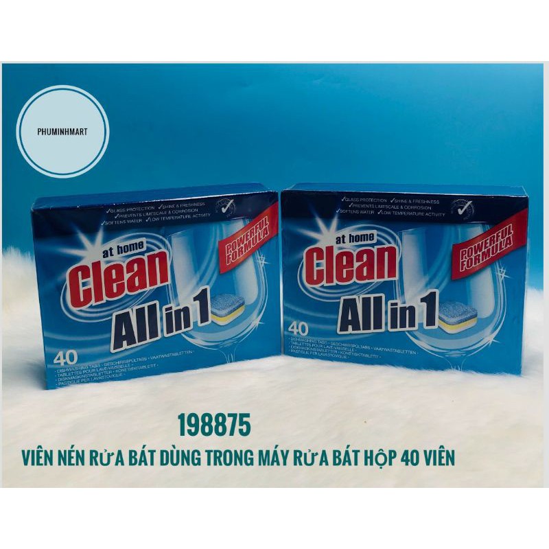 Viên nén rửa bát dùng trong máy rửa bát At Home hộp 40 viên 198875