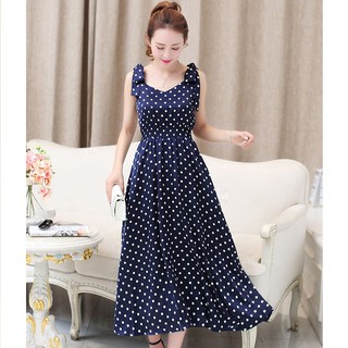 Đầm maxi chấm bi  xòe