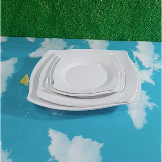 Đĩa Vuông Cạn Màu Trắng melamine DVC 10 Đựng Kim Chi, Dĩa Hình Vuông Kiểu Hàn Quốc- Sang Trọng