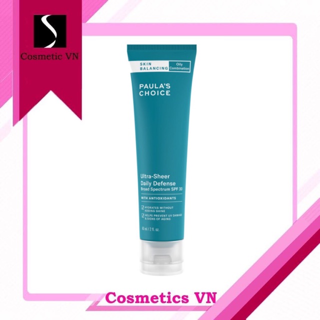 Kem chống nắng dưỡng trắng cho da dầu Paula’s Choice SKIN BALANCING ULTRA-SHEER DAILY DEFENSE BROAD SPECTRUM SPF 30