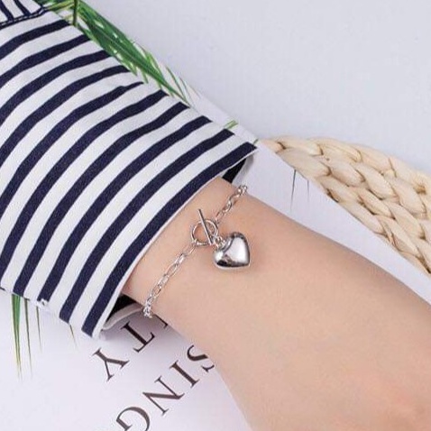 Lắc tay bạc lắc nữ khóa tim bạc