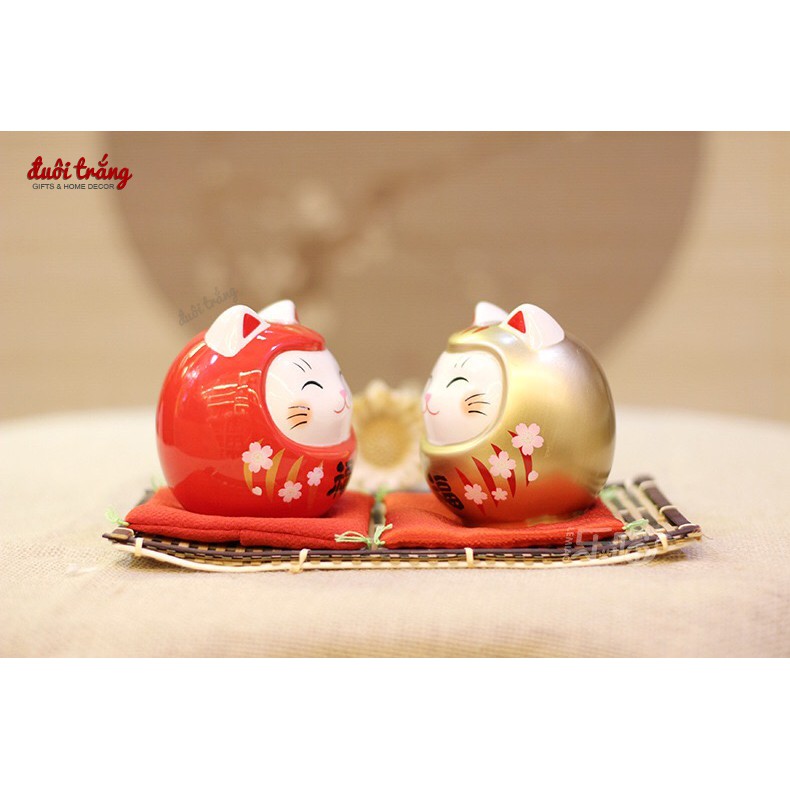 Daruma Mèo cỡ đại 14cm - Hãng Yakushigama