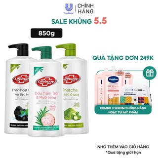 Sữa tắm ⚠️ FREESHIP⚠️ LIFEBUOY 850g với Ion bạc cùng đề kháng da Dầu tràm trà & Muối hồng