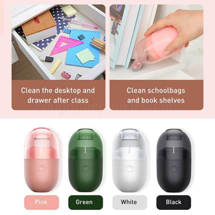 Máy Hút Bụi Mini Không Dây Baseus C2 Cho Bàn Làm Việc Dụng Cụ Vệ Sinh Dành Cho Máy Tính Laptop Bàn Phím dùng Pin Khô