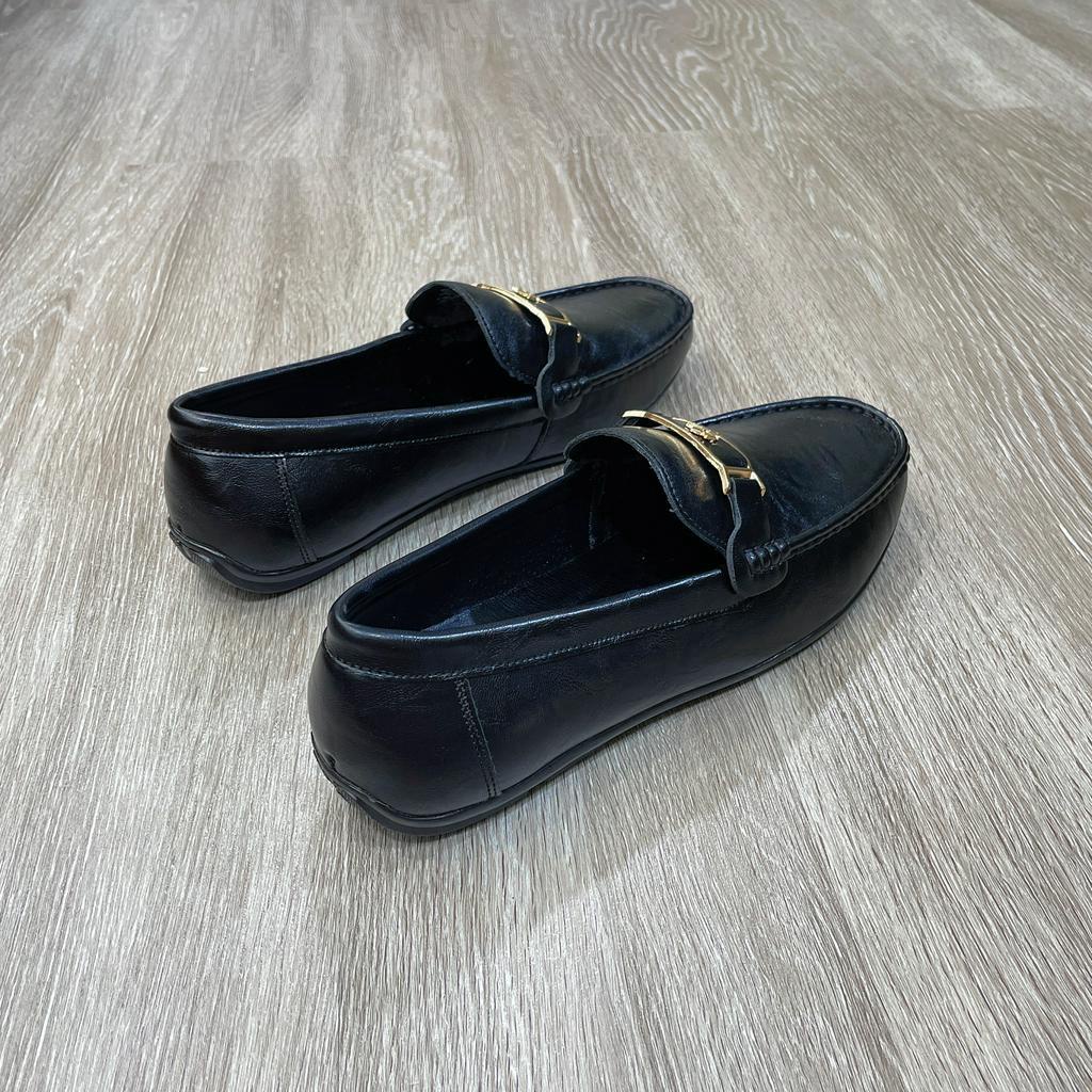 Giày lười da nam công sở màu nâu da sit đế cao su giày mọi da nam khâu viền khâu đế