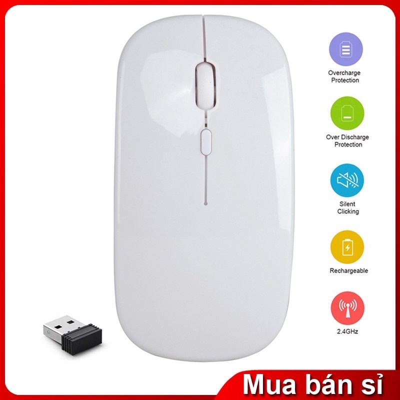Chuột Không Dây siêu mỏng 2.4G không gây tiếng ồn, kết nối Bluetooth ,bảo hành 12 tháng