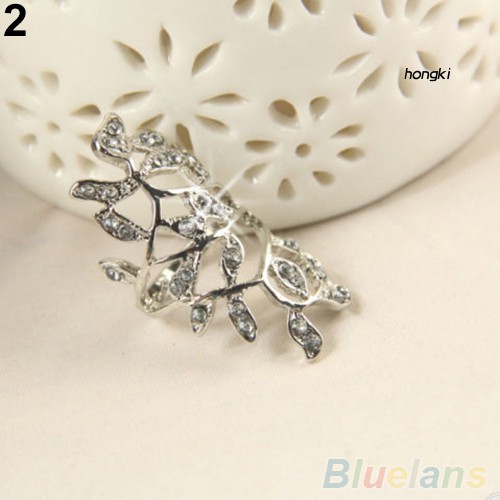 Nhẫn đốt ngón tay hình chiếc lá đính đá thời trang cho nữ