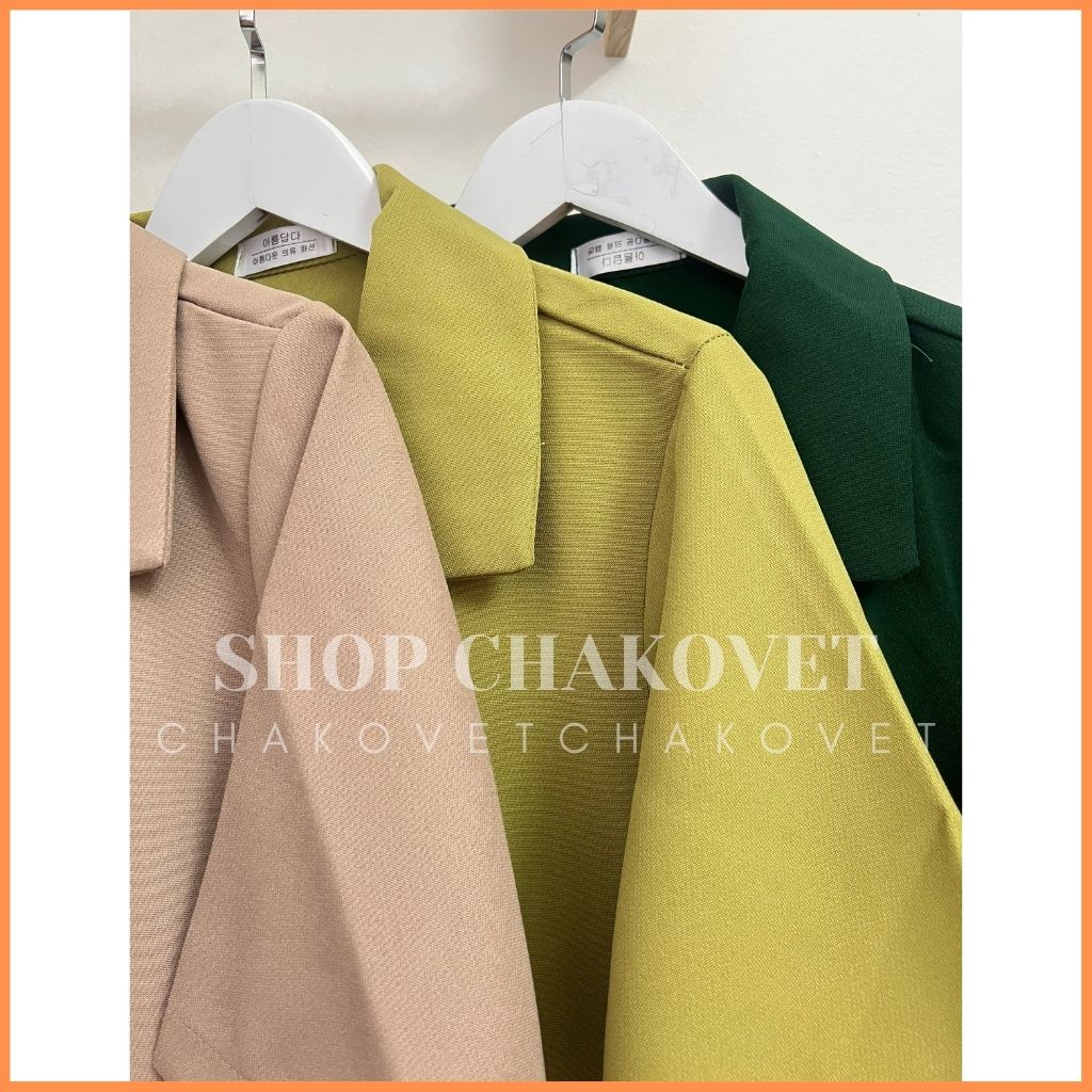 Áo blazer dài tay 1 lớp túi nắp nữ AB8313 be đen áo vest khoác ngoài trơn 2 cúc  phong cách hàn quốc kiểu dáng trẻ trung
