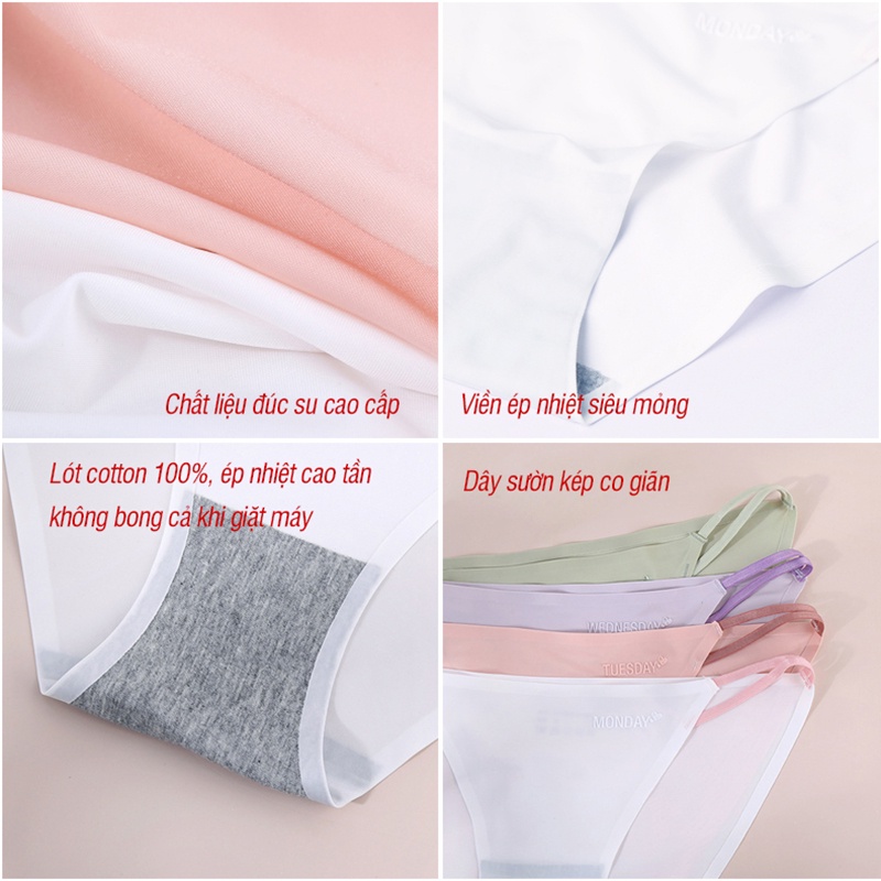 Set Quần lót nữ tuần (7 chiếc) chất đúc su kiểu tam giác dây sườn kép FLQ178