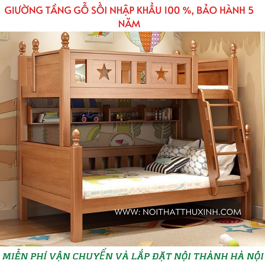 Giường tầng trẻ em cao cấp giường tầng gỗ tự nhiên cho bé trai và bé gái