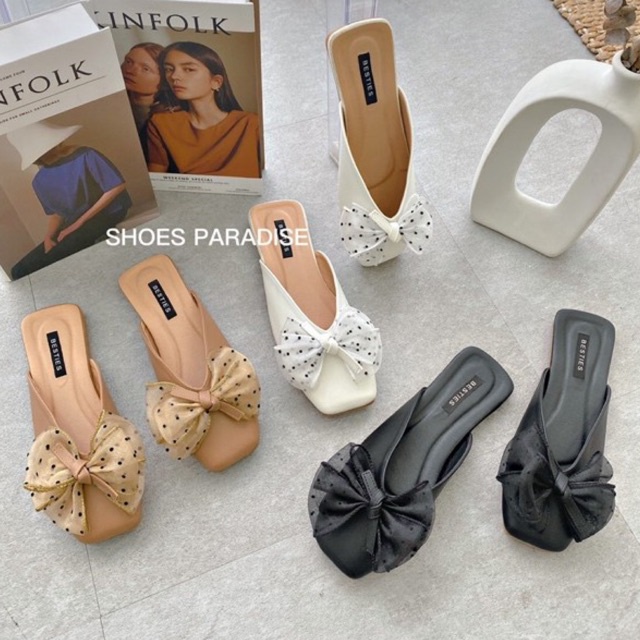 Giày sục nữ giày nữ hàn quốc giày sục đẹp giày mũi vuông giày đế bệt mũi vuông SHOES PARADISE L143