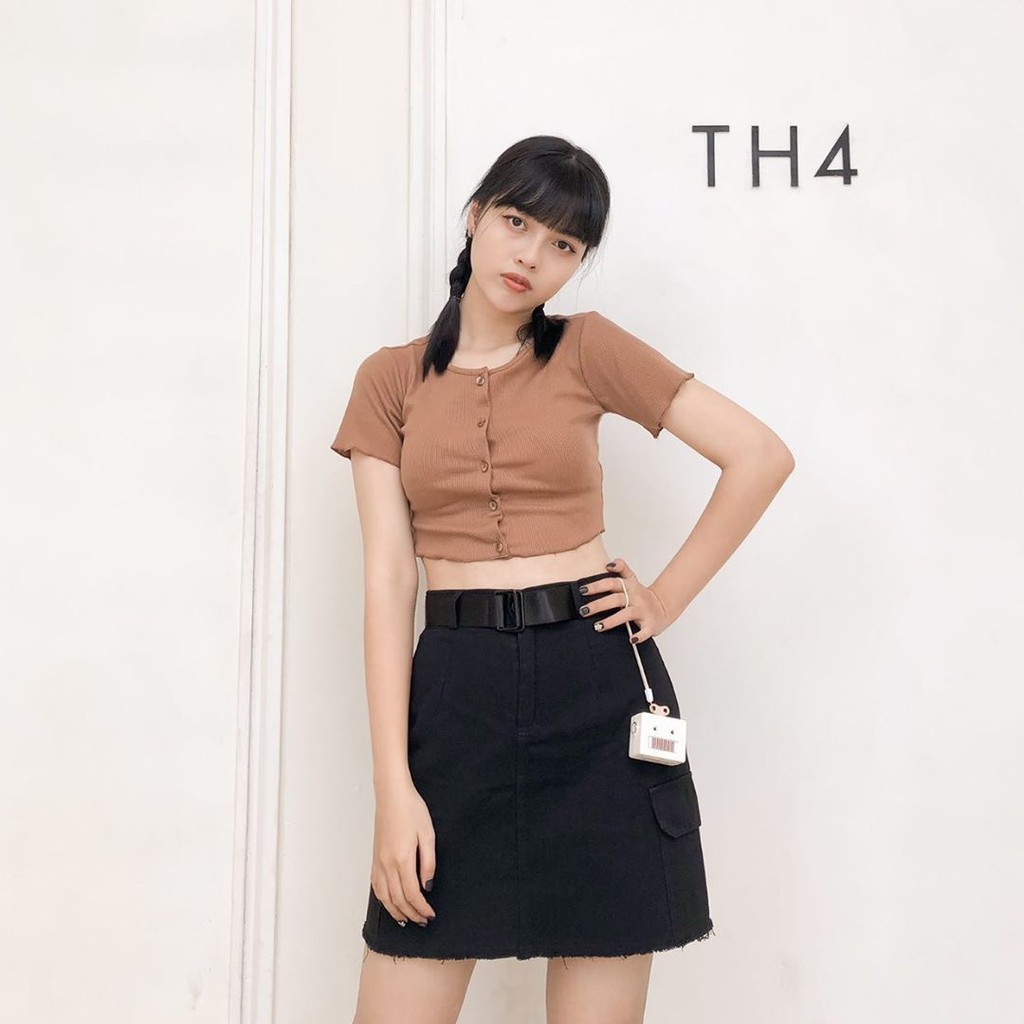 (CLIP THẬT) Áo croptop tay ngắn