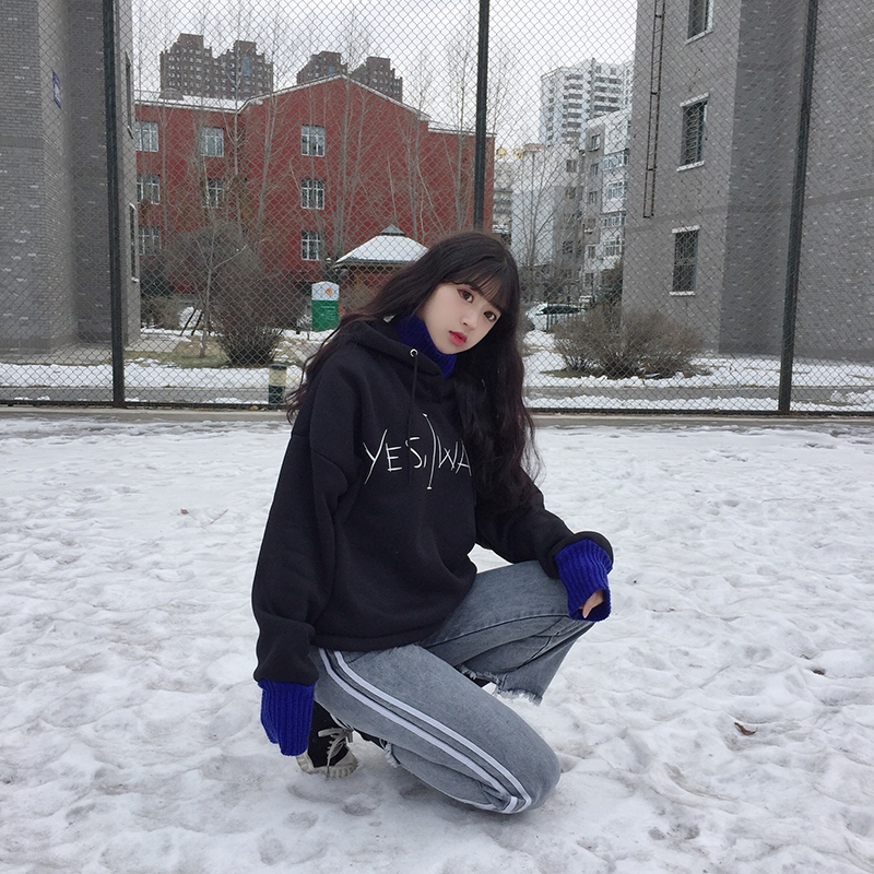 Áo khoác hoodie cổ lọ lót nhung giả nhiều lớp thời trang mùa đông | BigBuy360 - bigbuy360.vn