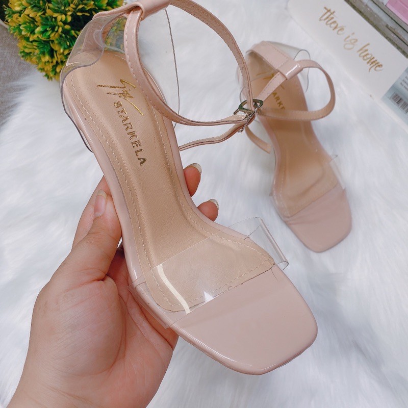 [Kèm ảnh chân thực] Giày sandal cao gót quai trong gót YS trong 9p bít gót hàng hot