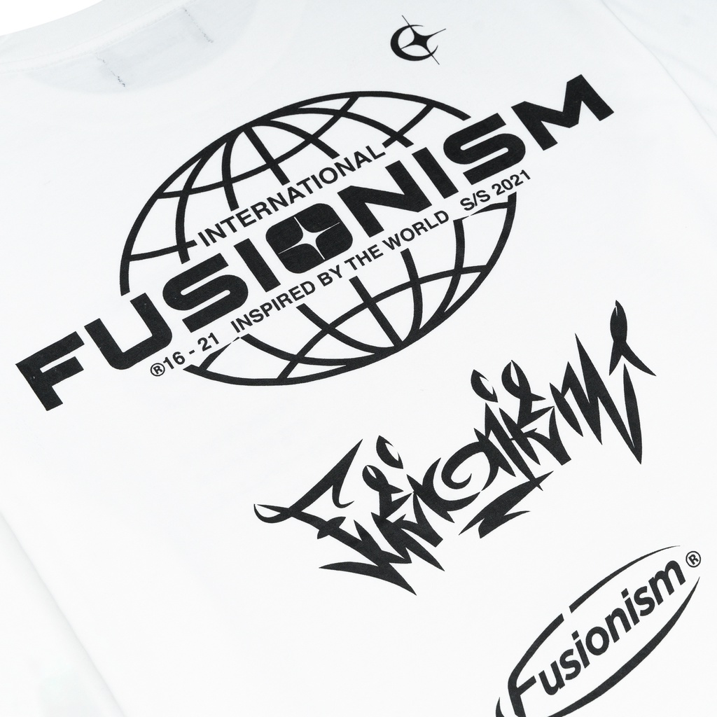 Áo thun in Logo International Fusionism - Màu Trắng Đen - Unisex - Form Oversize