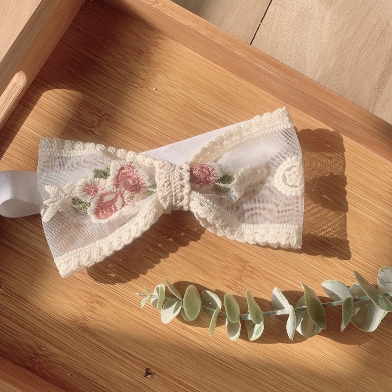 Tuban nơ hoạ tiết ren thêu vintage chun mềm mại dành cho cả sơ sinh