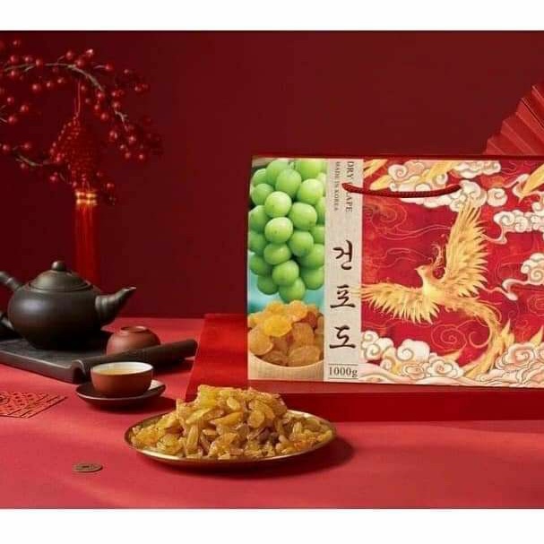 Hộp 1kg Nho sữa sấy khô Hàn Quốc 🇰🇷 mẫu tết