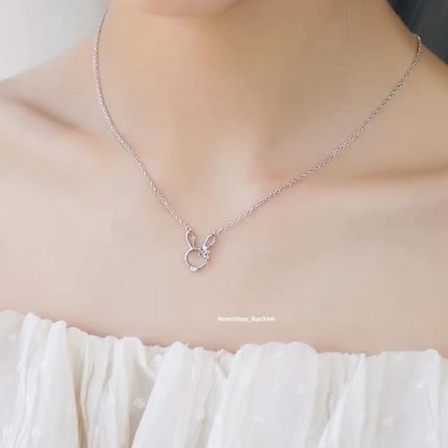 Dây chuyền bạc ta liền mặt, Chiếc thỏ cute phô mai que xinh xắn đáng yêu Mainomi Shop Bạc Xinh