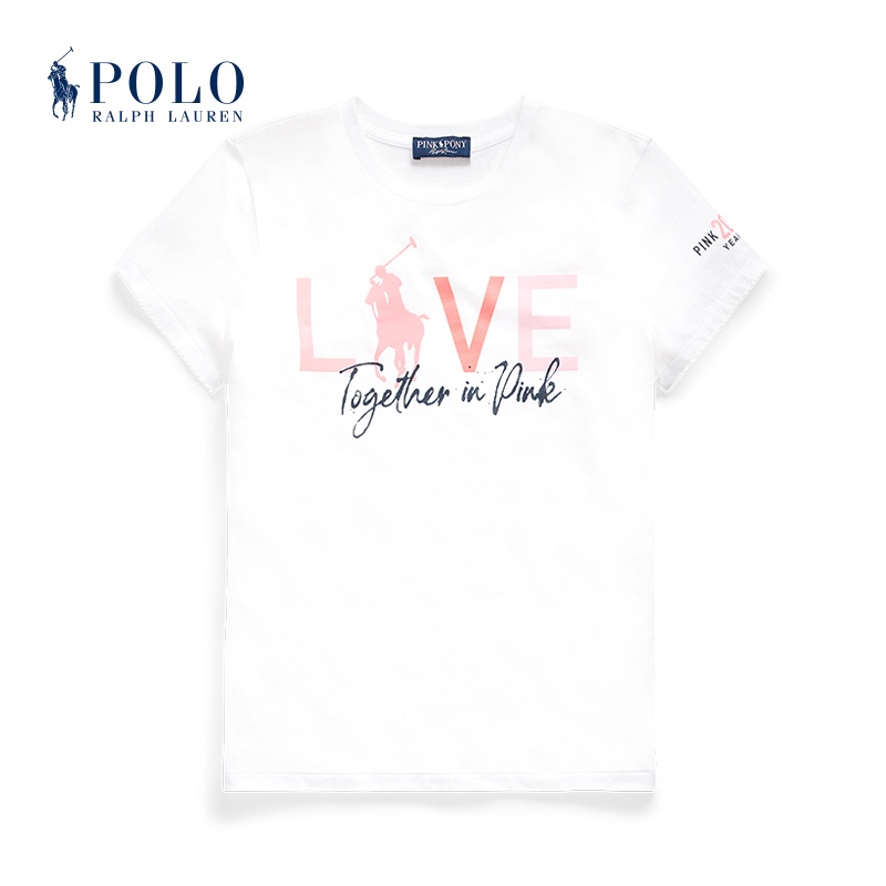 RALPH LAUREN Áo thun cotton cổ tròn in hình ngựa pony Rl21859 cho nữ