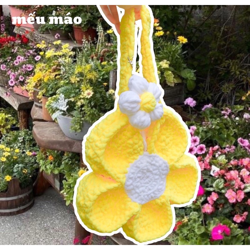 Túi len hình bông hoa - Bloom crochet bag - Mếu Máo