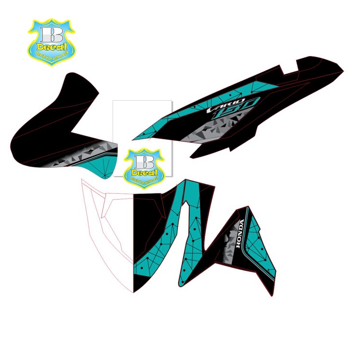 ( Quí khách vui lòng mang ra tiệm cho thợ dán ) Tem vario 2017 xanh đen 30126