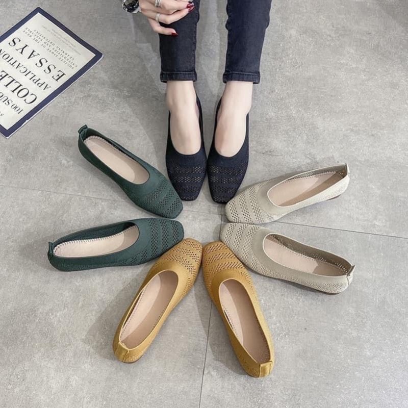 Giày bệt nữ vải chun  co dan thoáng khí, giày búp bê | BigBuy360 - bigbuy360.vn