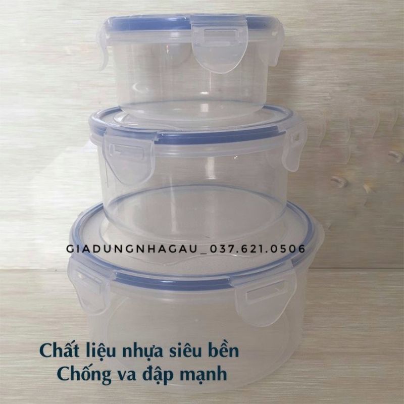 Set 3 hộp lạnh thực phẩm chống tràn dùng được lò vi sóng 6536