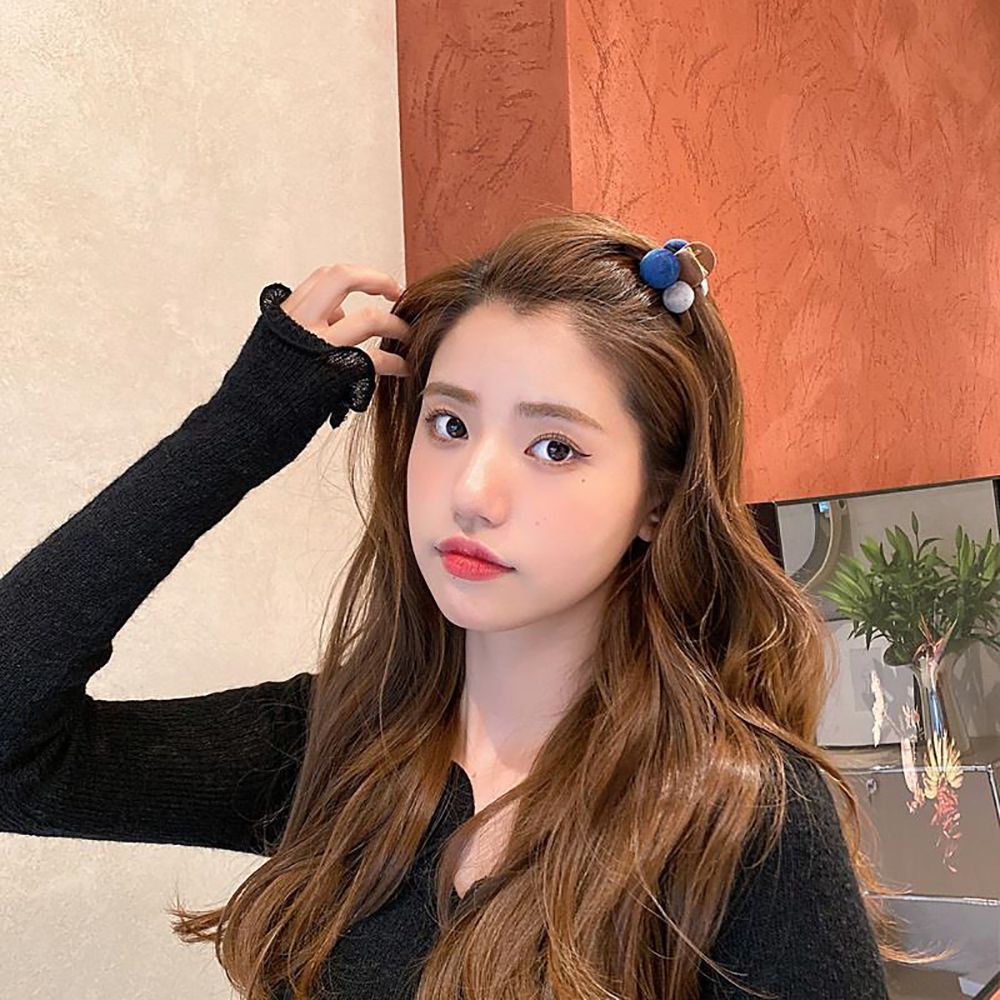 Kẹp tóc lông nhung hình học nhiều màu dễ thương phong cách Hàn Quốc cho nữ