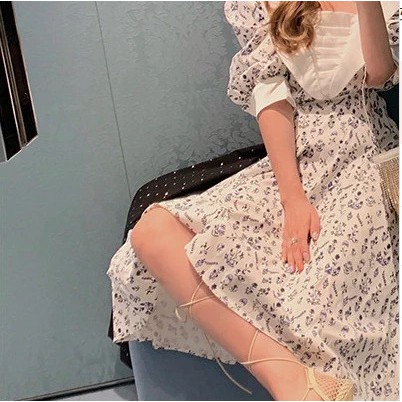 Đầm tay lỡ in họa tiết hoa phong cách xinh xắn thời trang dành cho nữ