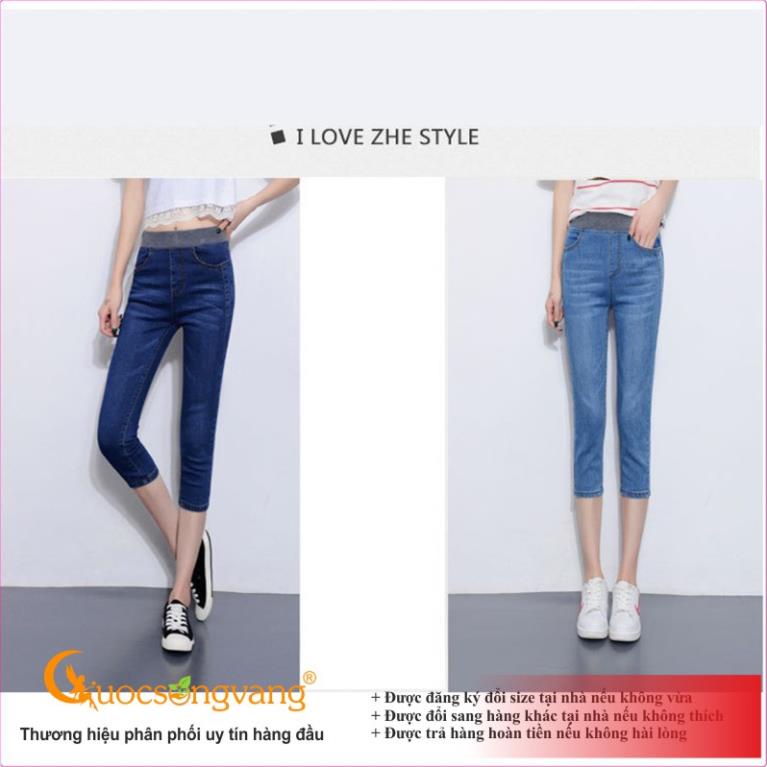 Quần jean lửng cạp cao quần jean lưng thun GLQ009 lửng big size Cuocsongvang -(HY^