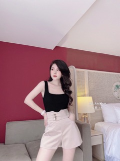 Quần sóc da cạp cao