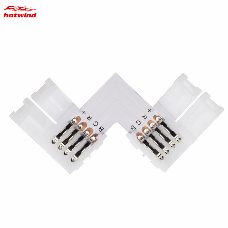 HW Set 10 Đầu Nối Đèn Led Hình Chữ L 10mm 4 Pin Rgb 5050 Rgb
