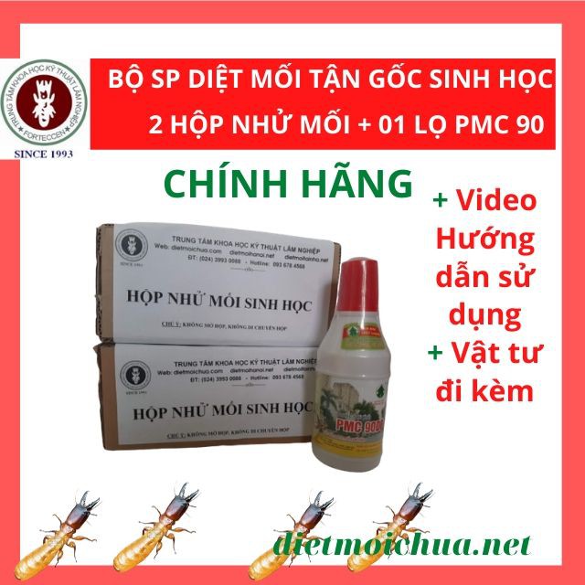 [Chính Hãng] Bộ Thuốc Diệt Mối Tận Gốc Sinh Học: 02 Hộp Nhử Mối + 01 Lọ PMC90 DP