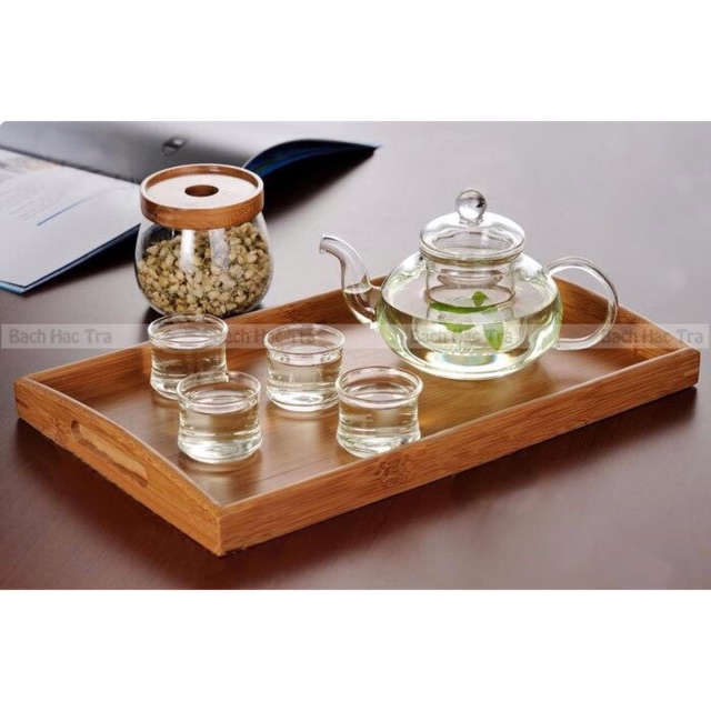 Set ấm thuỷ tinh 600ml + 6 chén eo 70ml