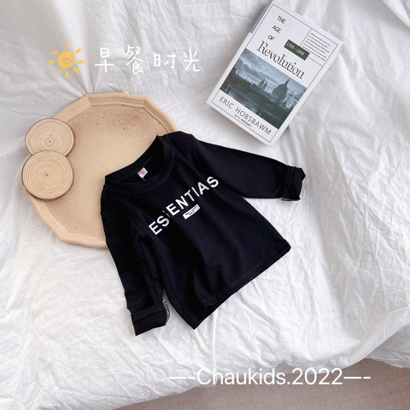 Áo thun dài tay bé trai in chữ Essen chất liệu cotton mềm đẹp