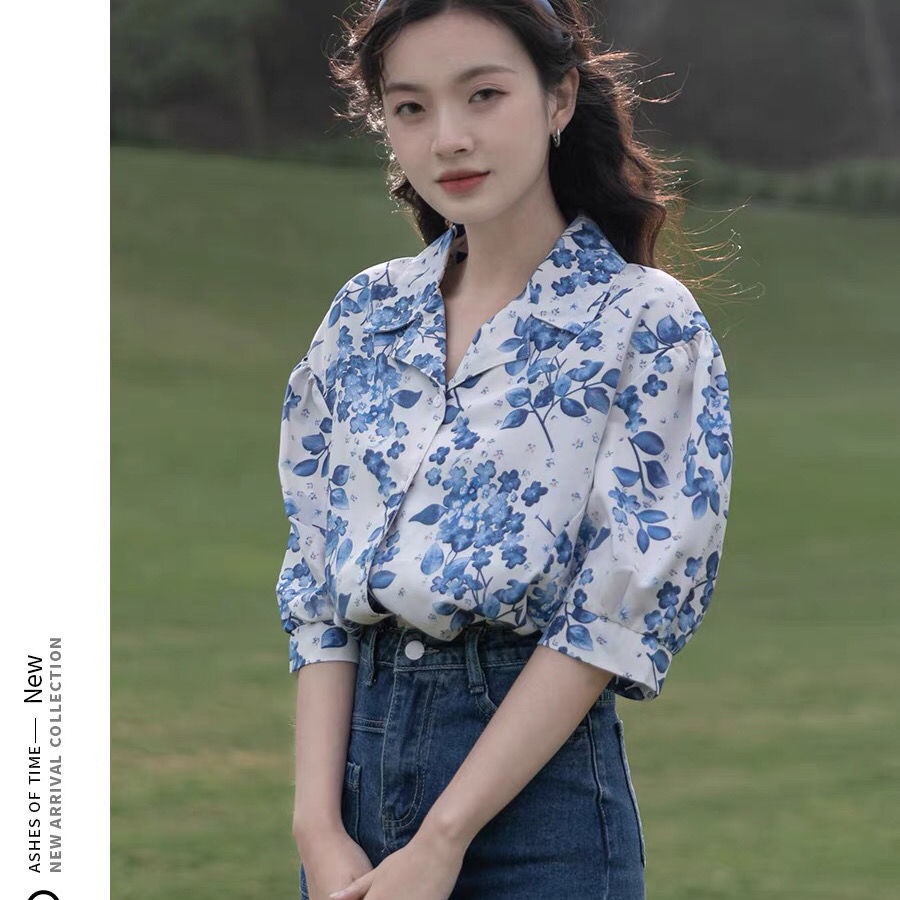 COZOK Áo Sơ Mi Ngắn Tay In Họa Tiết Thời Trang Retro Hồng Kông Dễ Phối Đồ