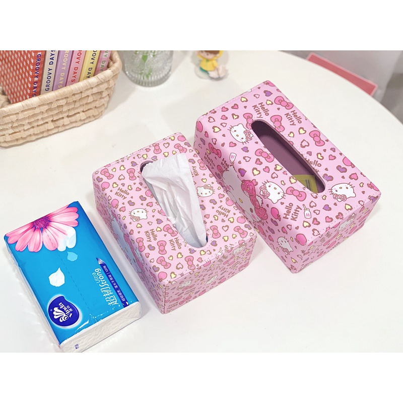Hộp đựng khăn giấy da PU Hello Kitty - Doremon
