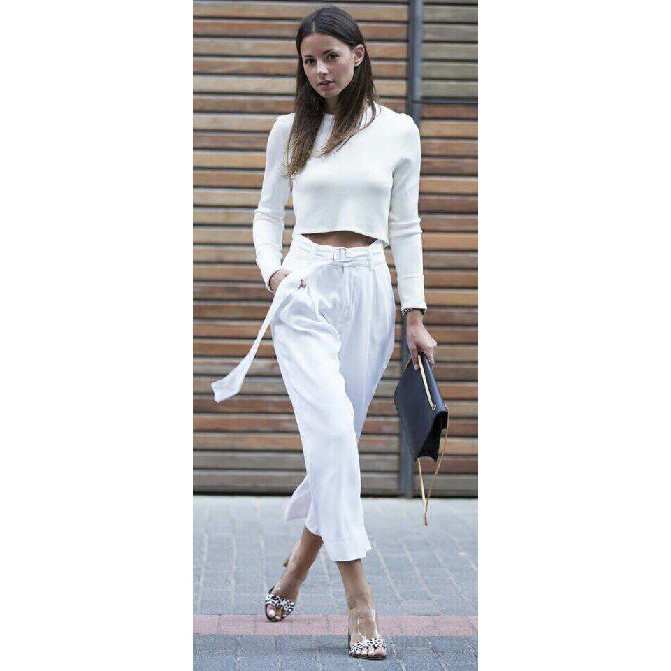 Áo thun trắng F21 dư xịn - dáng croptop ôm sát cá tính
