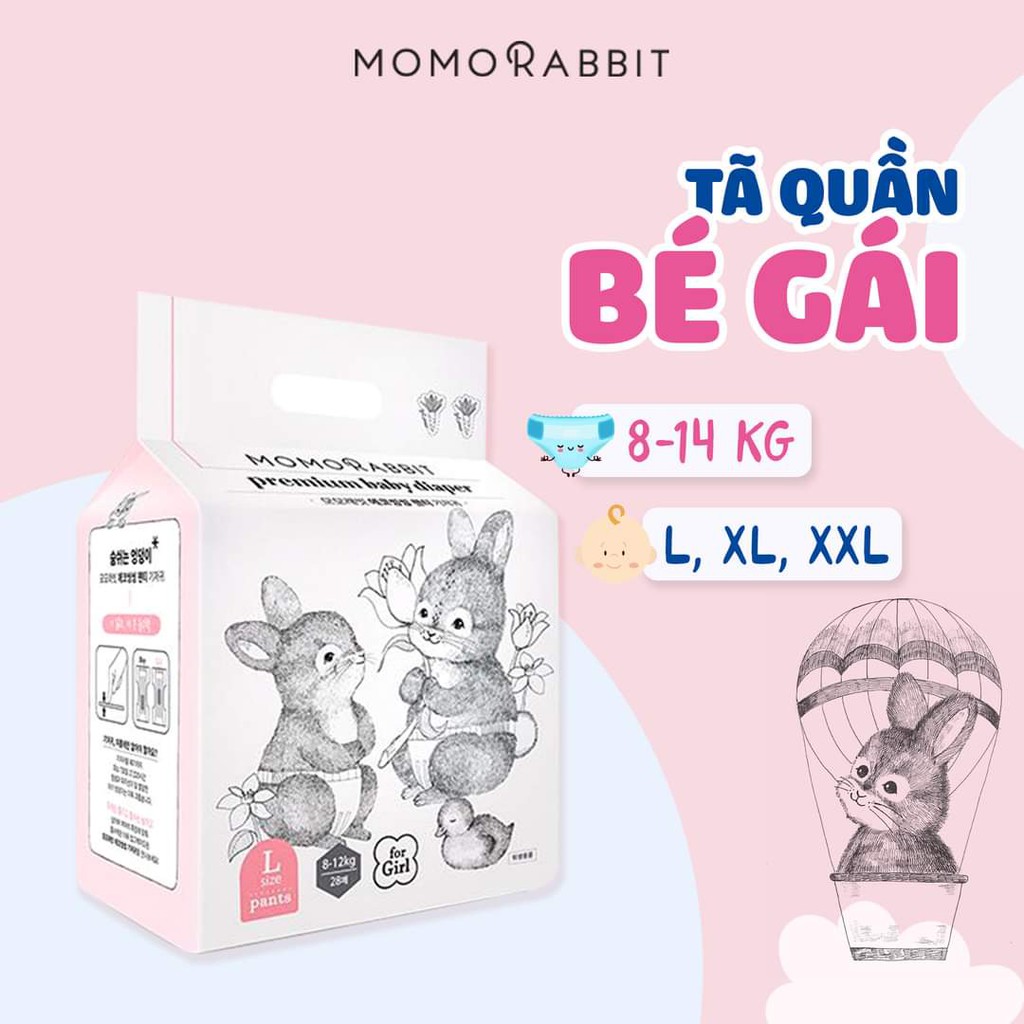 Bỉm Quần/Dán Momo Rabbit Nội Địa Hàn Đủ Size S36/M32/L30/XL36 và M30/L28/XL22/XXL18