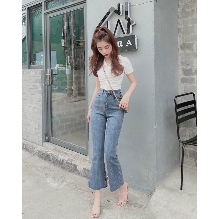 Quần ống loe nữ bò 9 tấc bigsize co giãn trơn cho nữ dưới m52 LG142-3 LUMISA
