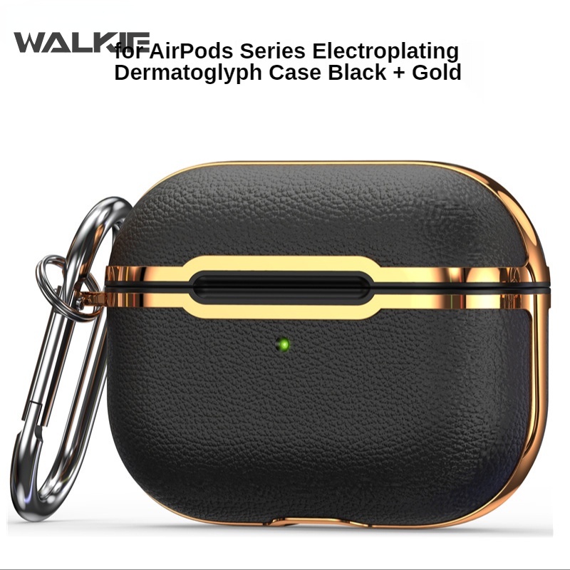 Vỏ Bảo Vệ Hộp Sạc Tai Nghe Airpods Pro 3 2/1 Bằng Da Thiết Kế Mạ Điện Thời Trang Sang Trọng