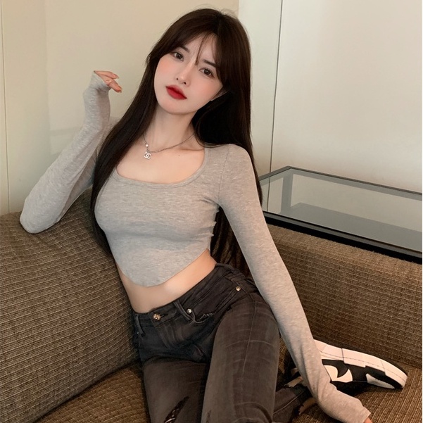 QADCOL Áo dệt kim tay dài thời trang xinh xắn đáng yêu tùy chọn màu sắc dành cho nữ